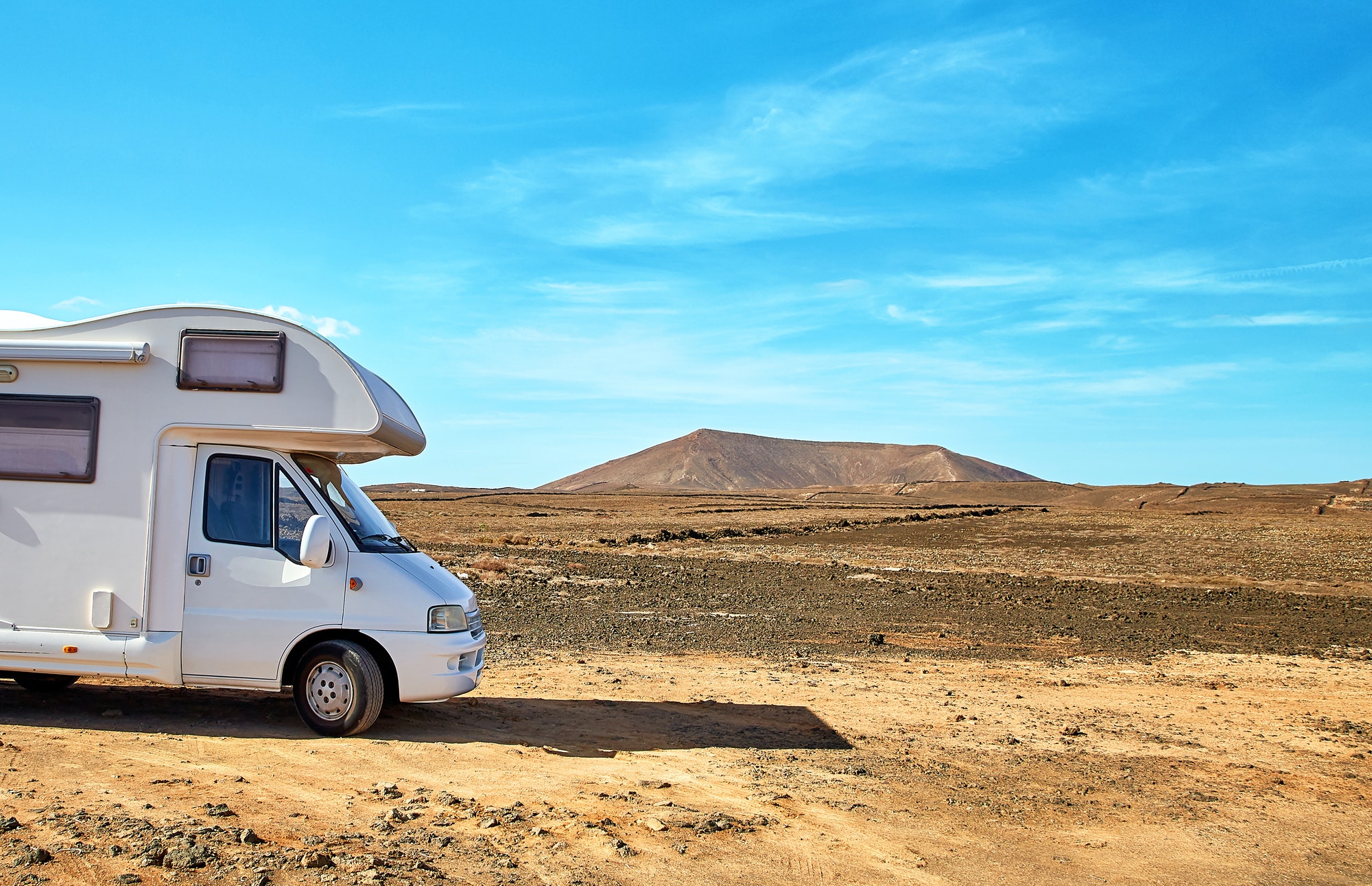 Camping car camping-car à Costa Teguise, magnifique paysage de l'île de Lanzarote, Canaries, Espagne