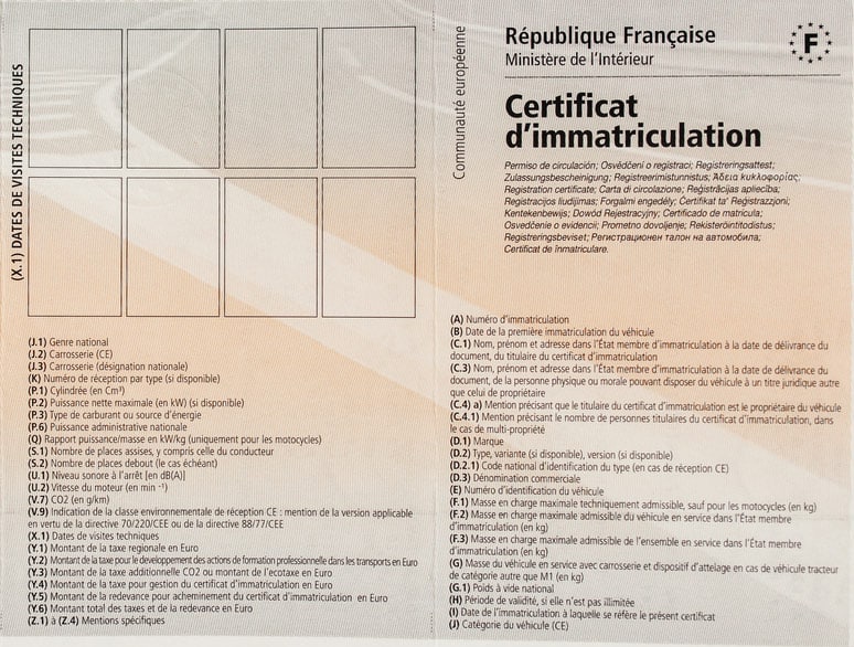 CARTE GRISE