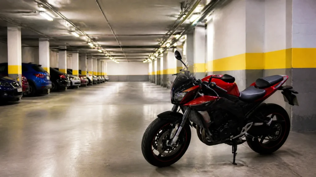 Is it possible to park your motorcycle in an underground parking lot?
