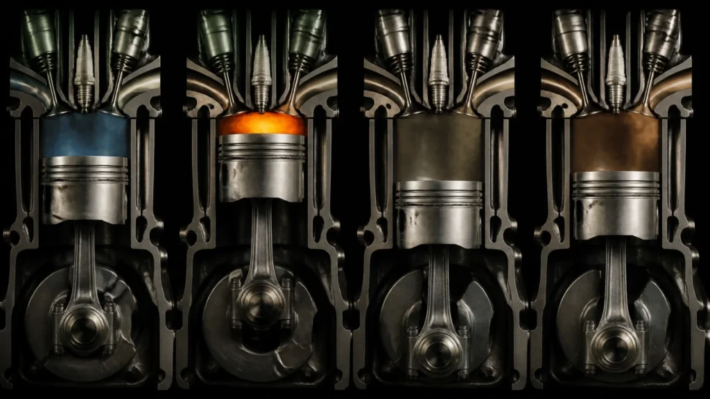 The four-stroke engines: operation of