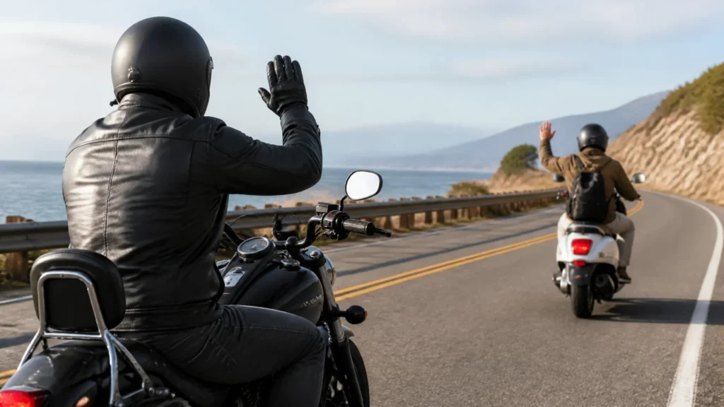 Why don't motorcyclists wave to scooter riders?