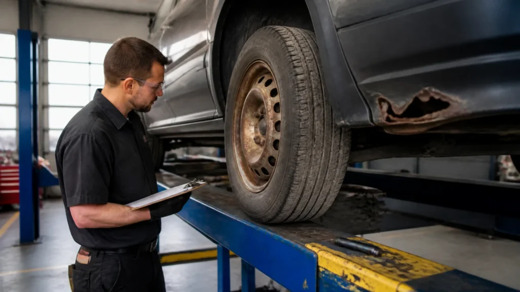 What defects fail the vehicle inspection: points that result in a required re-inspection